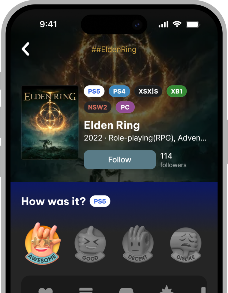 Gamer community mobile interface